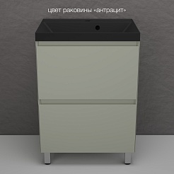 Style Line Тумба с кварцевой раковиной антрацит Манхэттен 60 Plus эмаль олива матовая – фотография-2